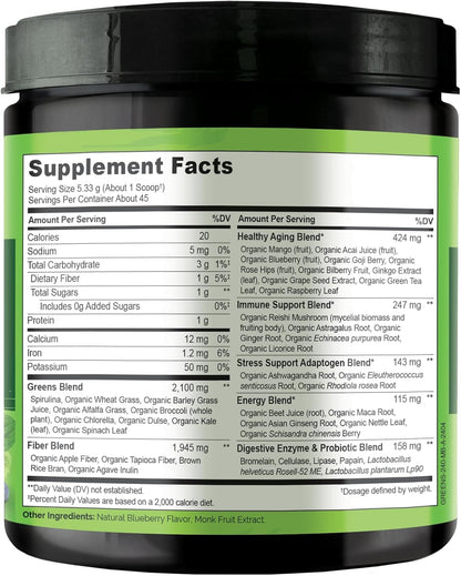 NATURELO Raw Greens Superfood Powder 240 Grams