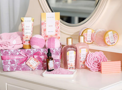Spa Gift Baskets for Women, Spa Luxetique Bath Set, 12 Pcs Rose Gifts Set
