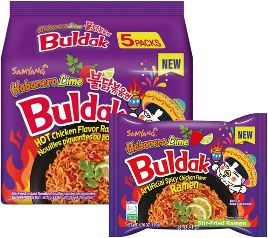 Samyang Buldak Spicy Ramen,Habanero Lime Flavor 5 Pack