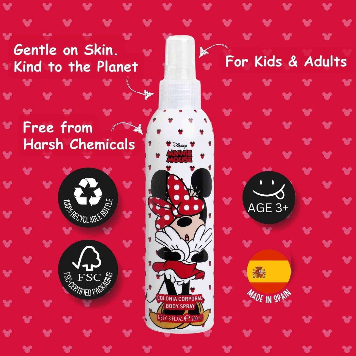 Air-Val Disney Minnie MoUSe Body Spray For Children, 200 Ml