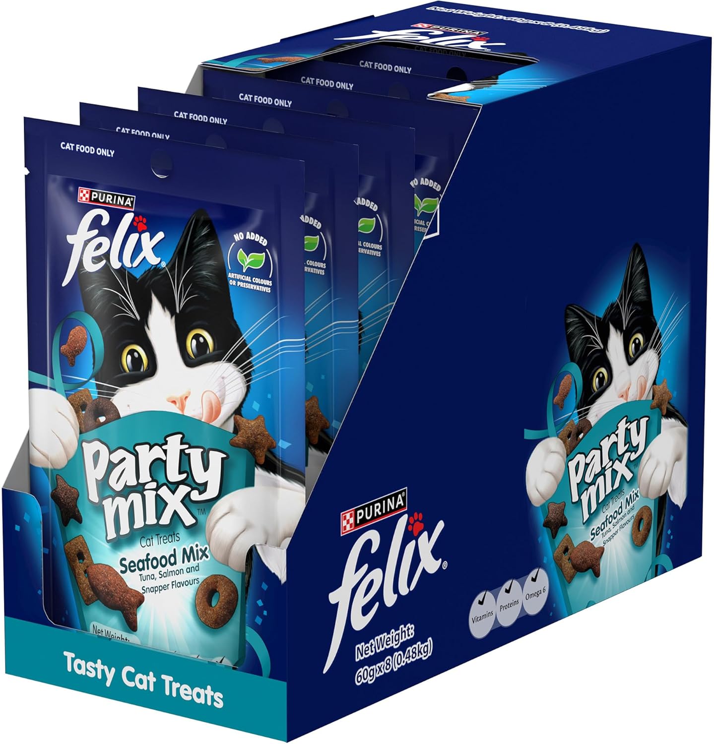 مزيج بورينا فيليكس بارتي ميكس بنكهة المأكولات البحرية، عبوة من 8 قطع × 60 غرام