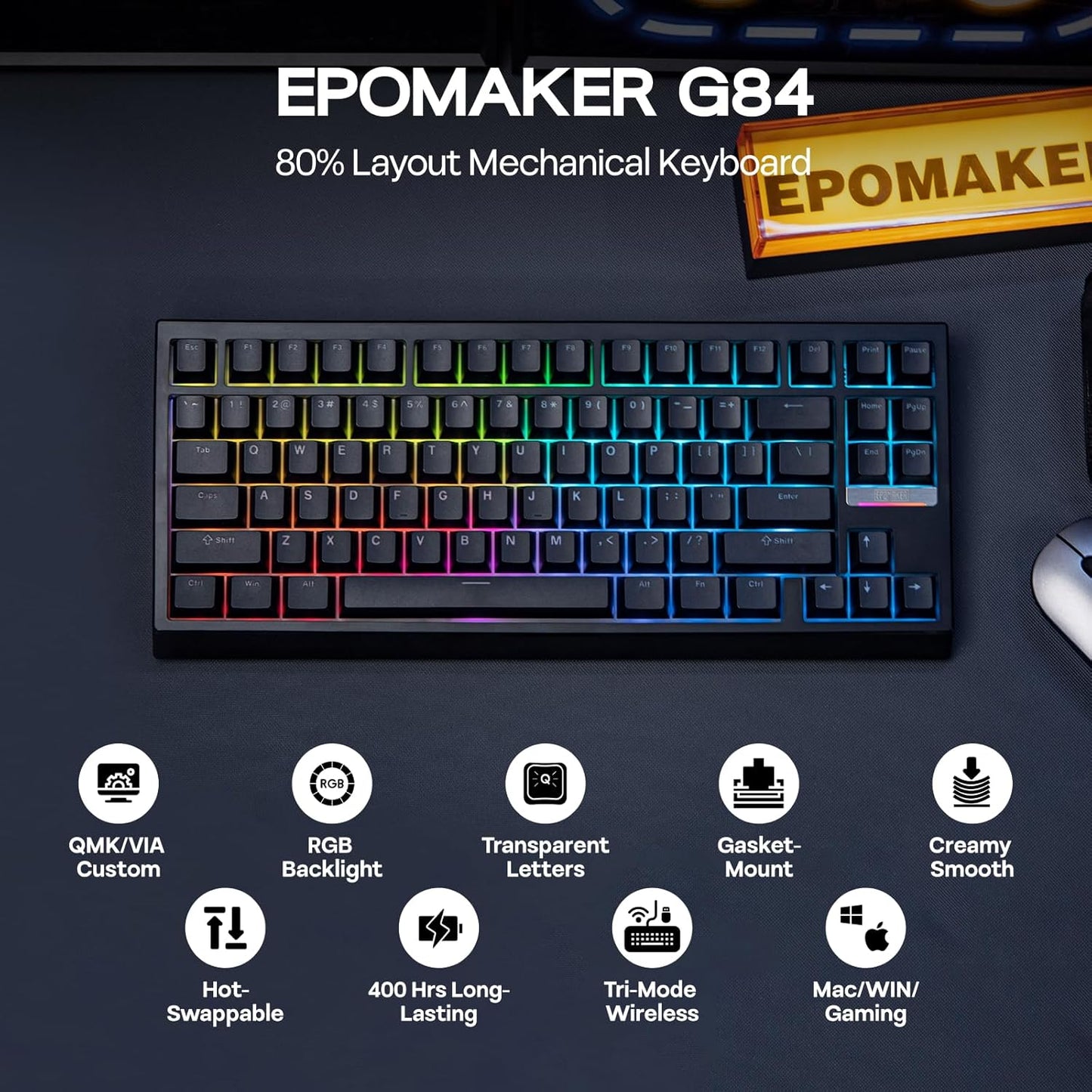 EPOMAKER G84 80% RGB Gaming Mechanical Keyboard