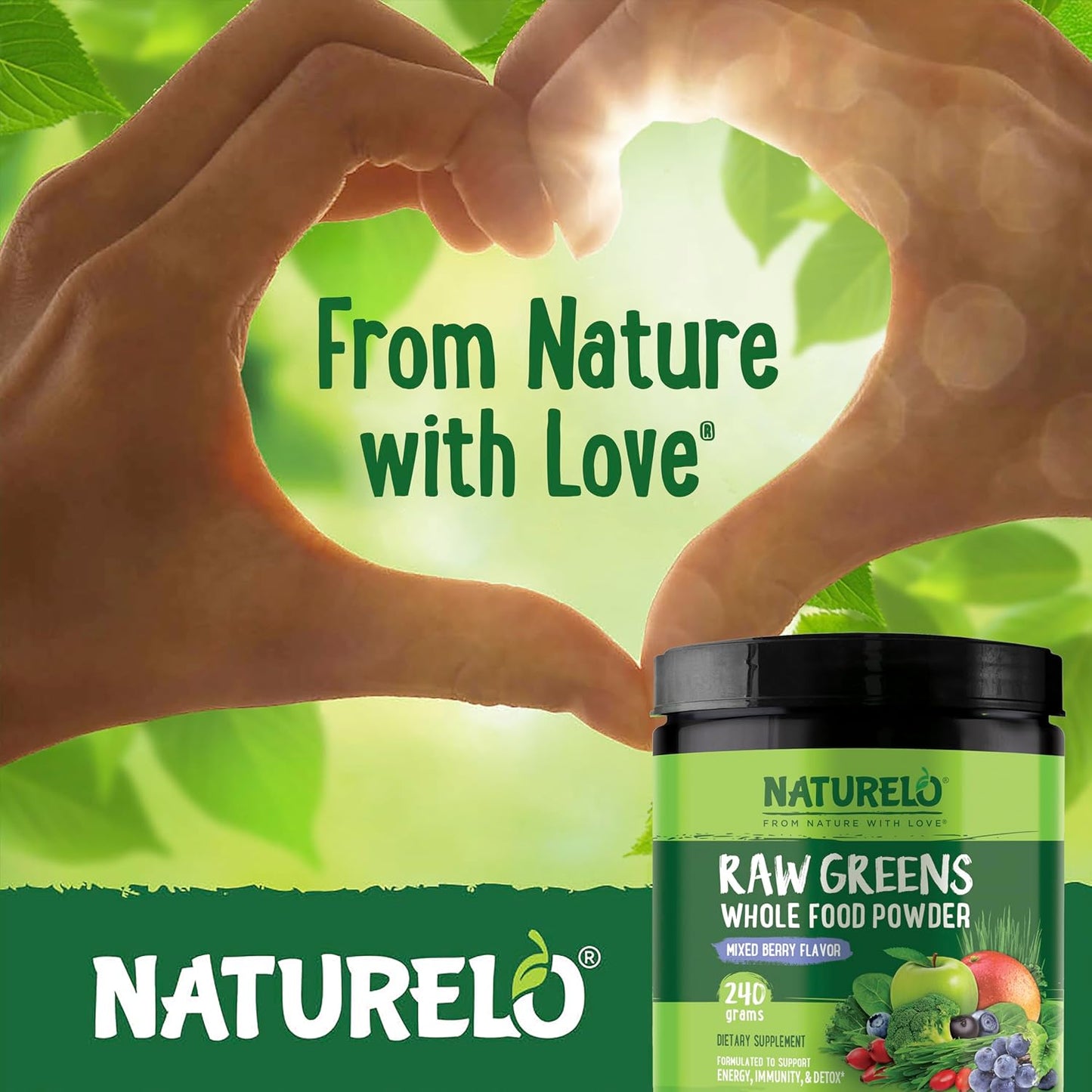 NATURELO Raw Greens Superfood Powder 240 Grams