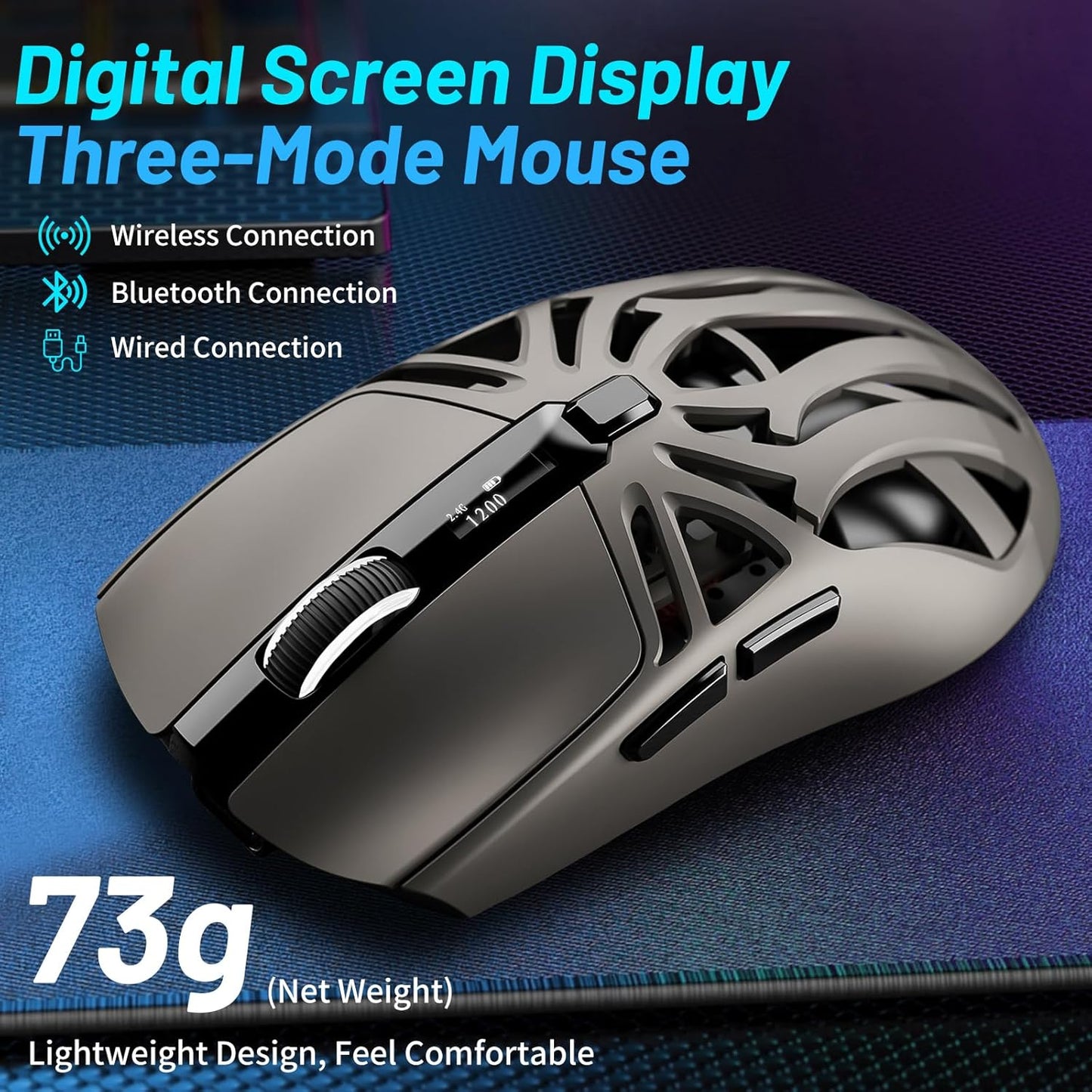 Computer Mouse, Digital Screen Display Tri-Mode Mouse
