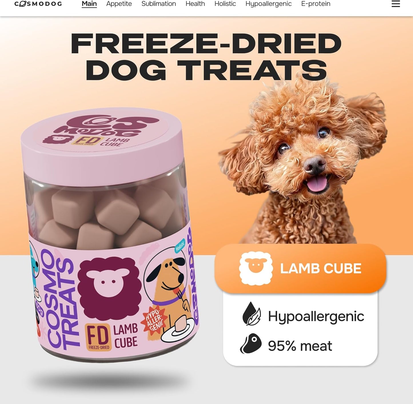 مكعبات لحم الضأن المجففة بالتجميد من كوزمودوغ (60 غرام)