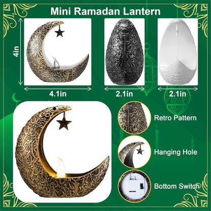 ٦ فوانيس شموع رمضانية مضيئة بتقنية LED، عيد مبارك