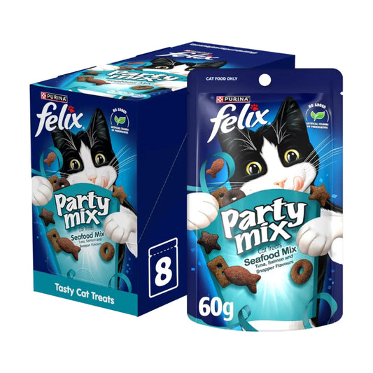 Purina Felix Party Mix Seafood Mix Cat Treats Pack 8X60g