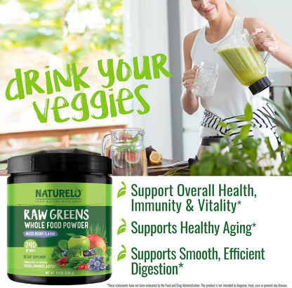 NATURELO Raw Greens Superfood Powder 240 Grams