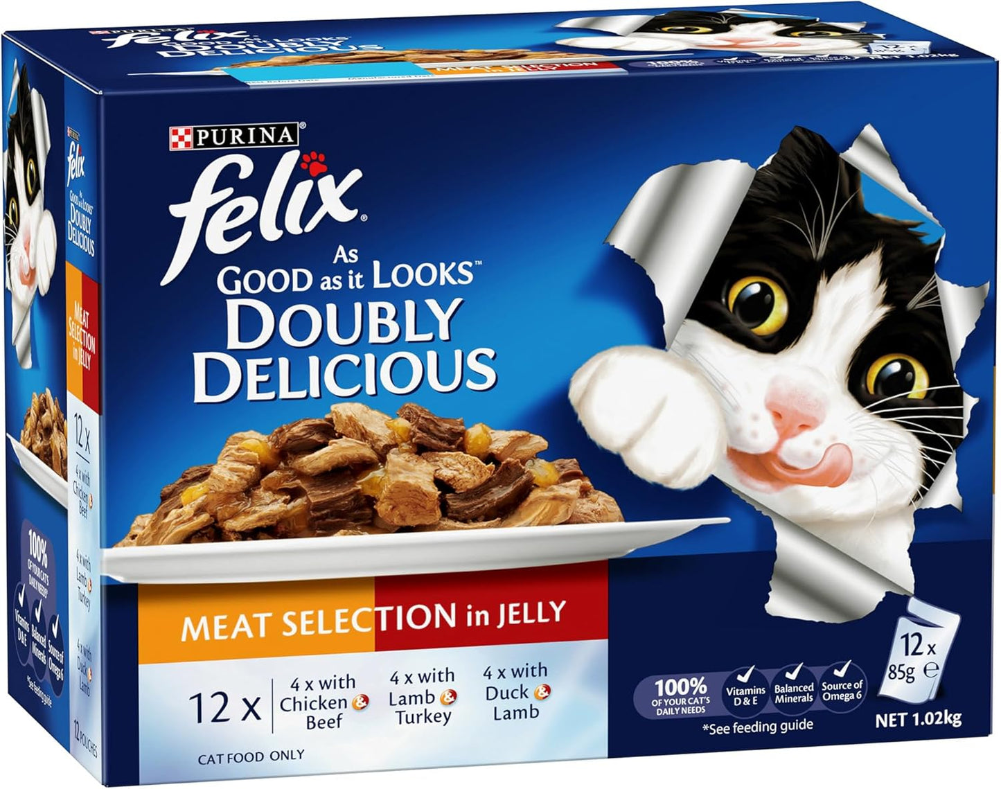 تشكيلة لحوم فيليكس فود 85 غرام (عبوة من 12 قطعة)