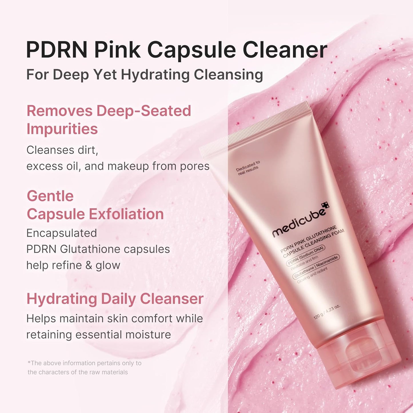 Medicube Facial Cleanser PDRN Pink Glutathione Capsule Foam Cleanser 120gr