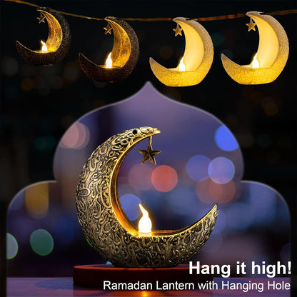 ٦ فوانيس شموع رمضانية مضيئة بتقنية LED، عيد مبارك