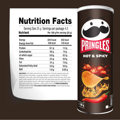 برينجلز بنكهة حارة ومتبلة - 165 غرام