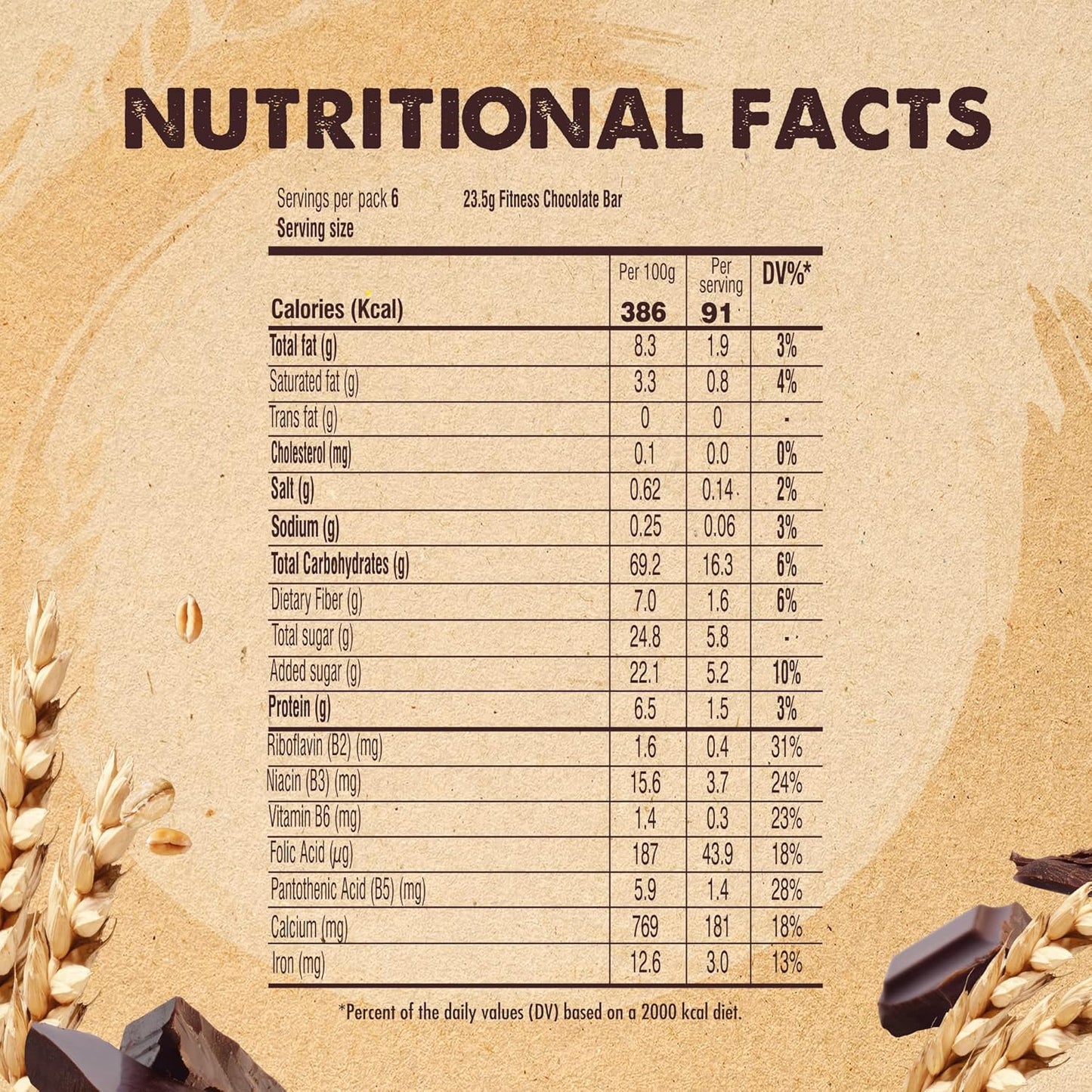 ألواح حبوب نستله فيتنس بالشوكولاتة، 6 × 23.5 غرام