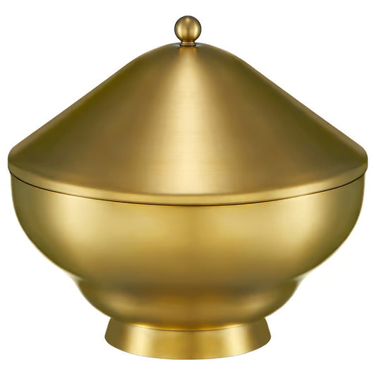Serving bowl with lid, gold-colour